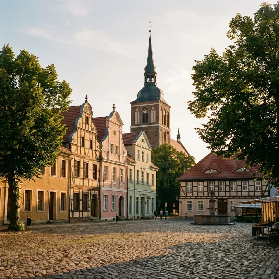 Blick über die Dächer von Luckau — die Heimat von 60 Napoli in der Niederlausitz